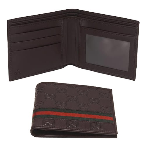 Chocolat Gucci Bi-plis Signature Web Portefeuille